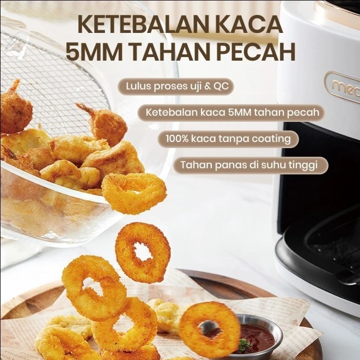 Mecoo Most Aesthetic Transparan Air Fryer 650 Low Watt 5L SNI Hemat Listrik & Anti Jeglek Mesin Penggorengan Tanpa Minyak