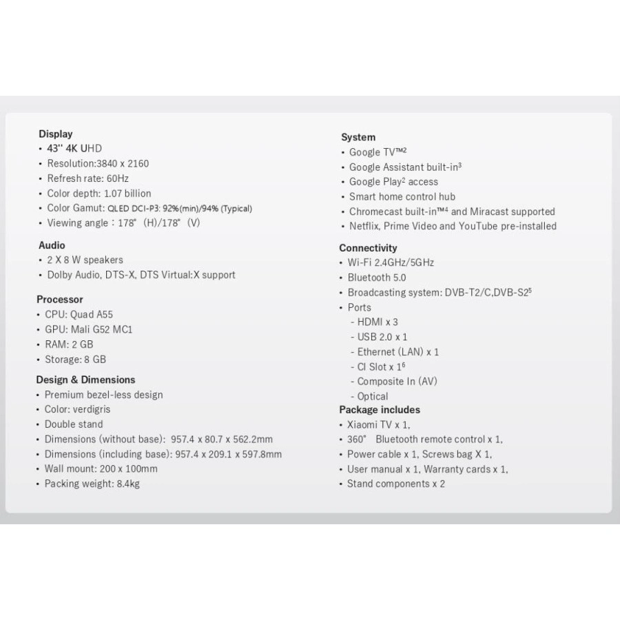 Xiaomi TV A Pro 43 2026 43INCH 4K Qled Garansi Resmi 1 Tahun Xiaomi TV A Pro 43