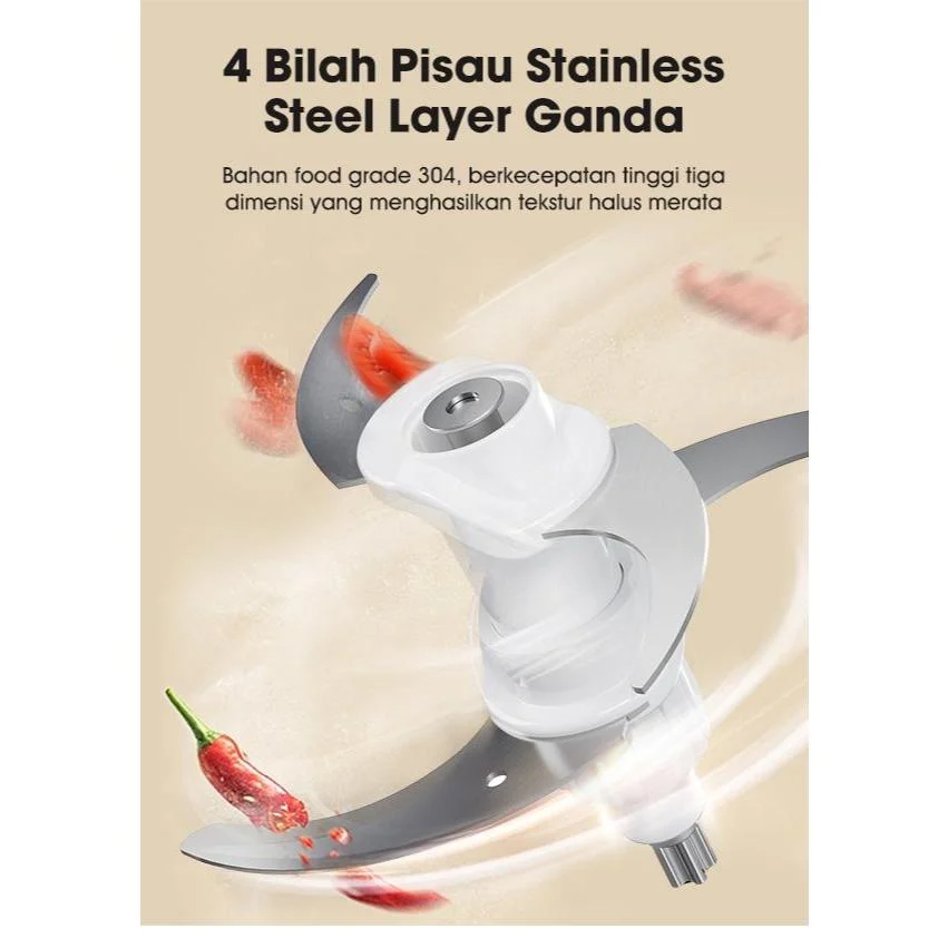 Samono Meat Grinder Chopper Stainless Premium Hemat Daya 4 Mata Pisau Food Grade Garansi 1 Tahun SW-CL350 / 3l Meat Grinder Stainless Steel Food Processor