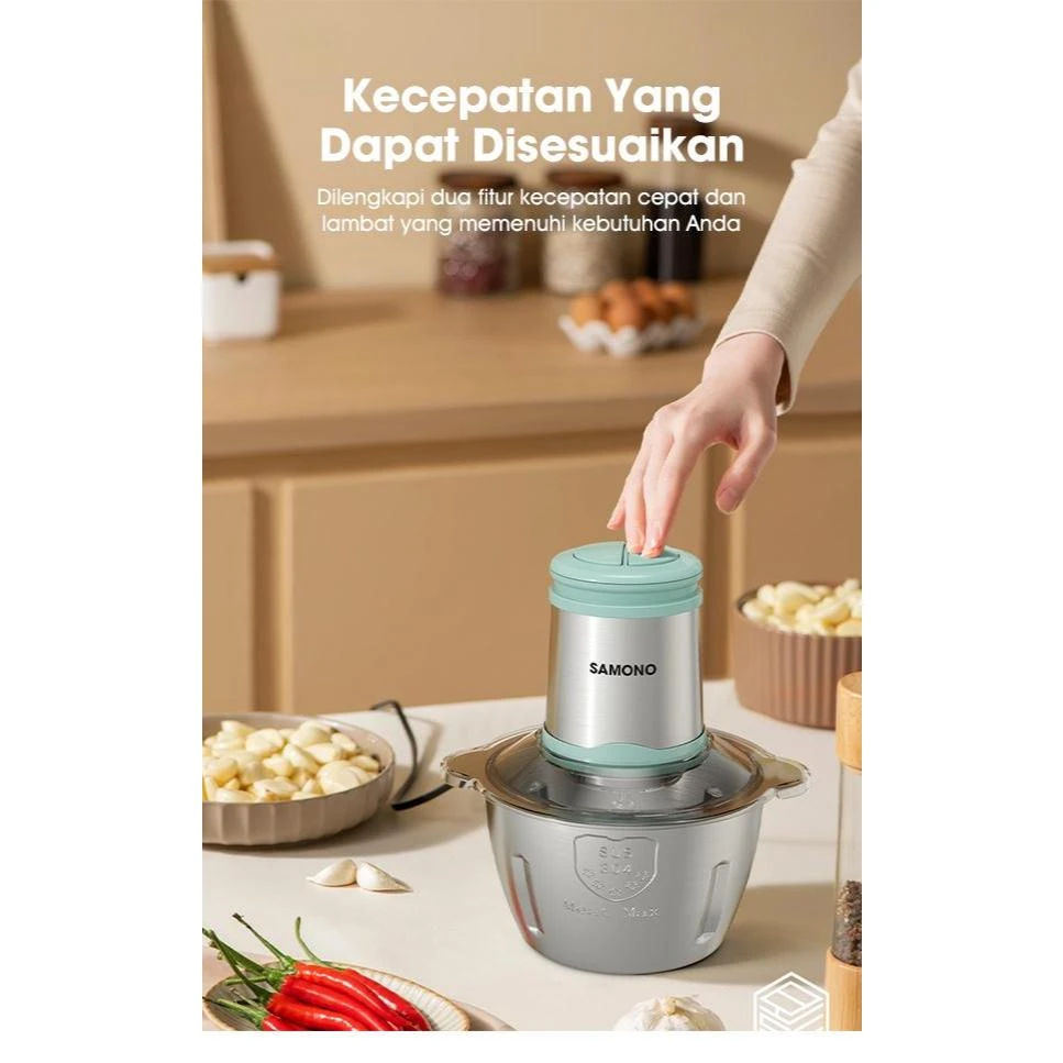 Samono Meat Grinder Chopper Stainless Premium Hemat Daya 4 Mata Pisau Food Grade Garansi 1 Tahun SW-CL350 / 3l Meat Grinder Stainless Steel Food Processor