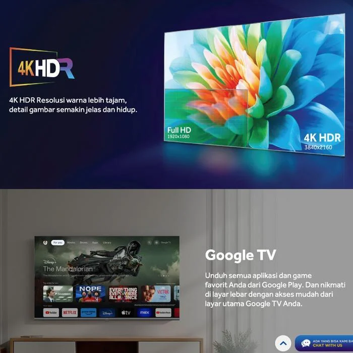 AQUA AQT50S80EUX LED QLED GOOGLE TV 4K 50 inch 50S80EUX