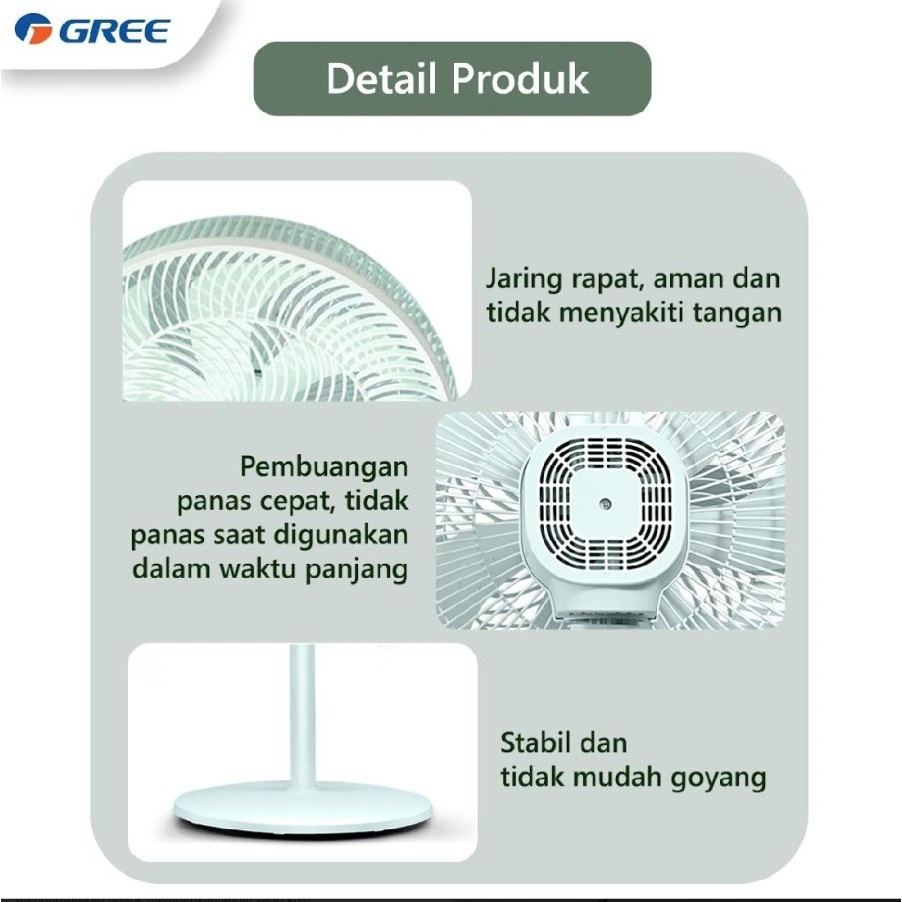 Gree Gcf14ign Gcf-14ign Kipas Angin Wind Green 2 In 1 3 Level Speed Stand Fan Gcf14