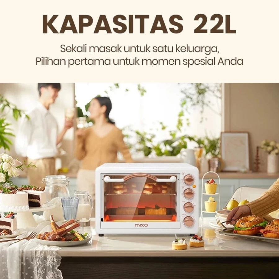 Mecoo Aesthetic Electric Oven 22 Liter 400-800 Low Watt Oven Listrik