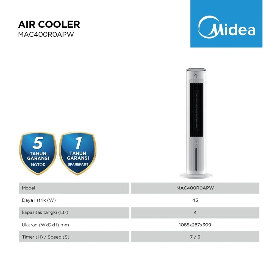 AIR COOLER Midea Tower Fan Air Cooler 4in1 MAC400R0APW 4L Ionizer Diffuser 4LITER not acool4