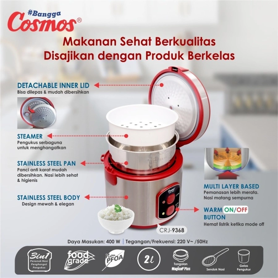 MAGIC COM COSMOS 2LITER DALAM STAINLESS CRJ-9368 / CRJ 9368 / CRJ9368