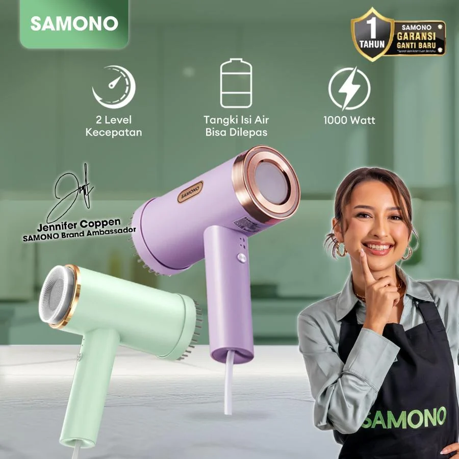 SAMONO SW-GSP120 Setrika Uap Alat Setrika Baju Ungu Mesin Steamer Baju Hijau