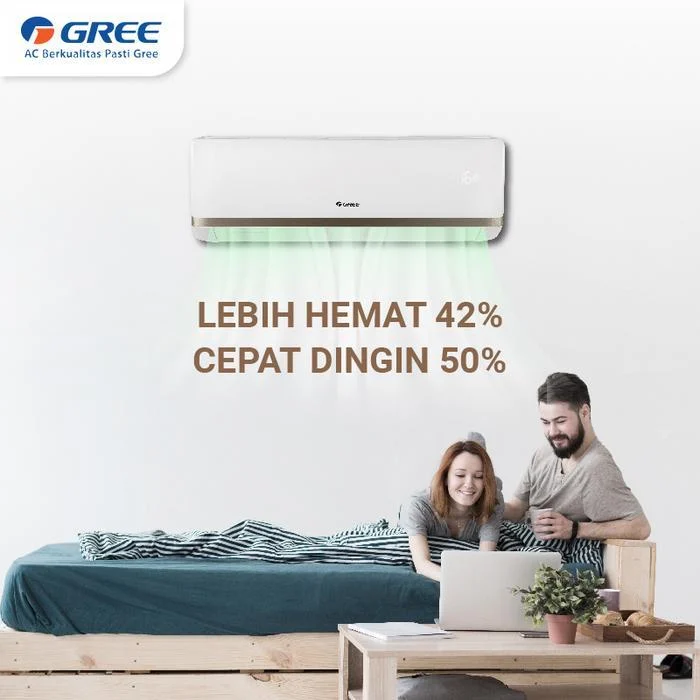 GREE AC COMBO SPLIT INVERTER  PUTIH [ 2 INDOOR 1/2 PK + 1/2 PK & 1 OUTDOOR] MODEL GWC-0505CS(S) - GWC-0505CS(S)