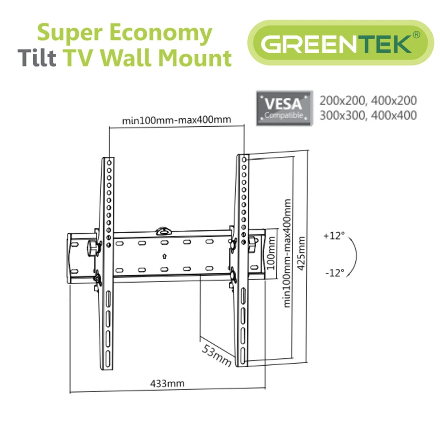 BREKET TV LED LCD PLASMA 43-55 INCH GREENTECH GT-2T