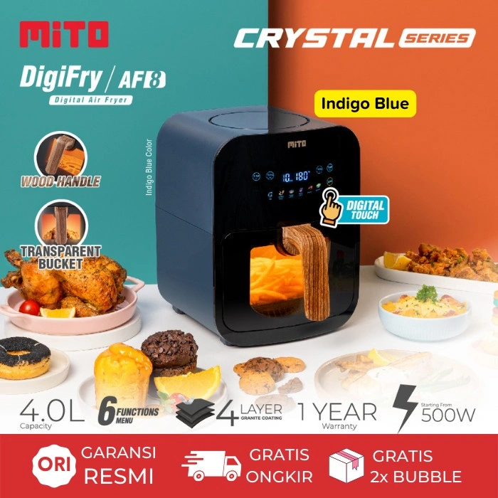 AIR FRYER MITO AF8 4 LITER PINTU TRANSPARAN CRYSTAL SERIES