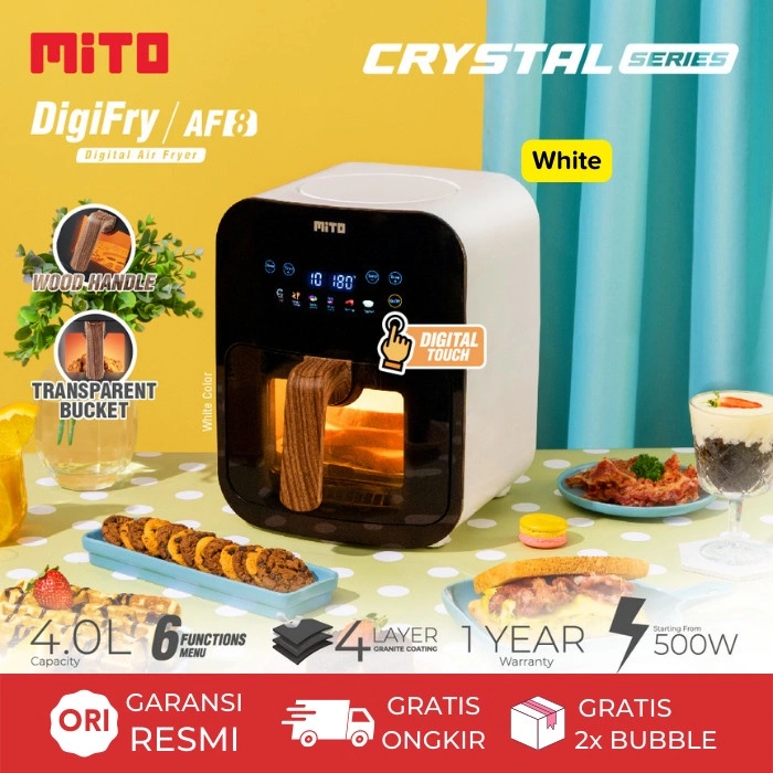 AIR FRYER MITO AF8 4 LITER PINTU TRANSPARAN CRYSTAL SERIES