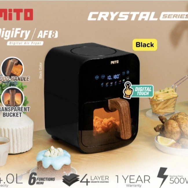 AIR FRYER MITO AF8 4 LITER PINTU TRANSPARAN CRYSTAL SERIES