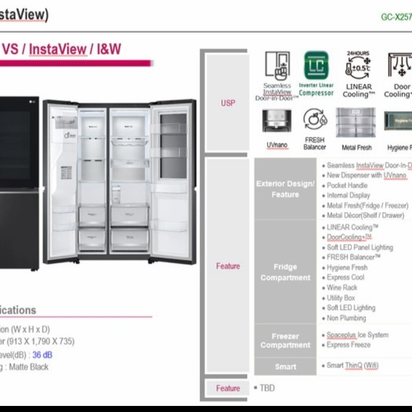 KULKAS LG SIDE BY SIDE GCX257CQEW INSTAVIEW GCX-257CQEW dispenser
