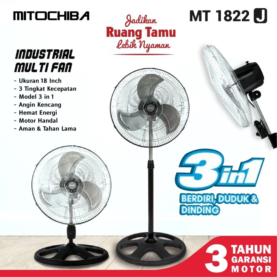 MITOCHIBA KIPAS ANGIN 3IN1 TORNADO MT1822SR MT 1822 SR WITH REMOTE mito
