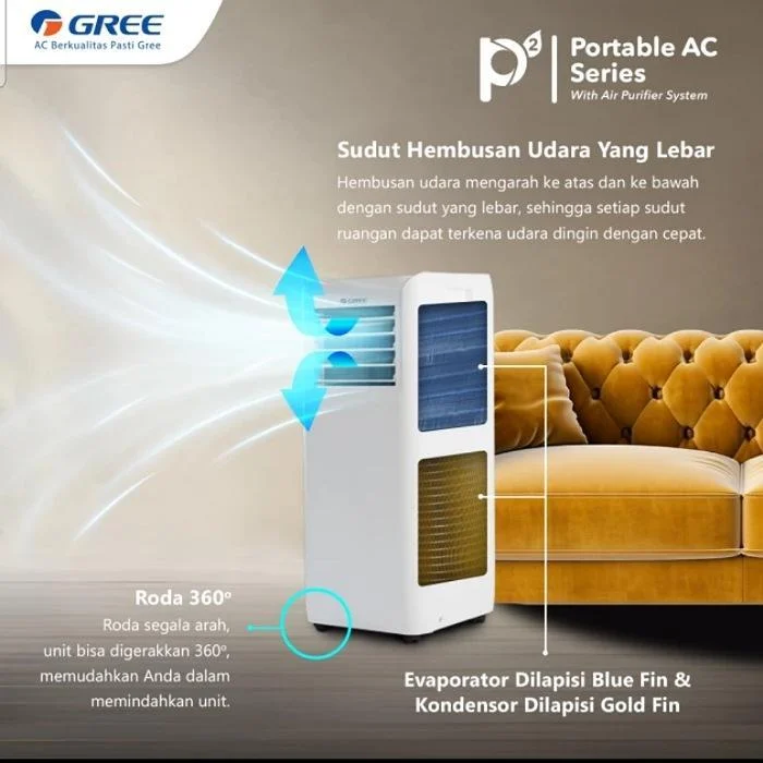 GREE AC Portable 0,5 PK GPC05P2 Air Purifier - Multiplen Speeds - Dry Mode - Self Diagnosis Model GPC-05P2