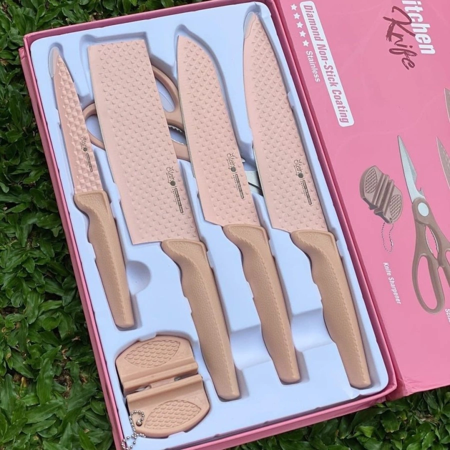 PISAU SET STEIN COOKWARE KNIFEE DIAMOND (PINK)