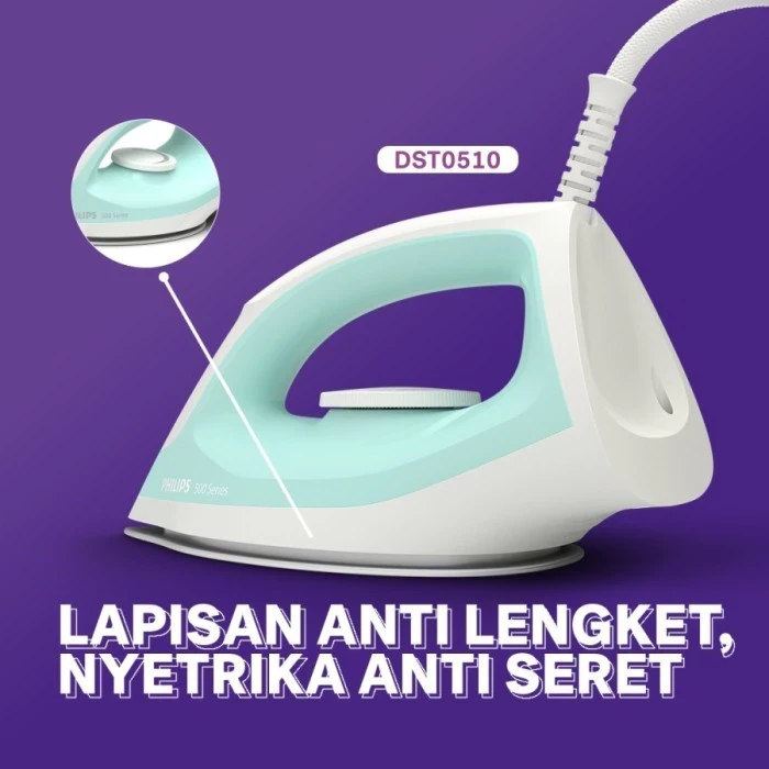 SETRIKA PHILIPS Dry Iron Anti Lengket - DST0510/20 / DST 0510 20 / DST0510 promo murah