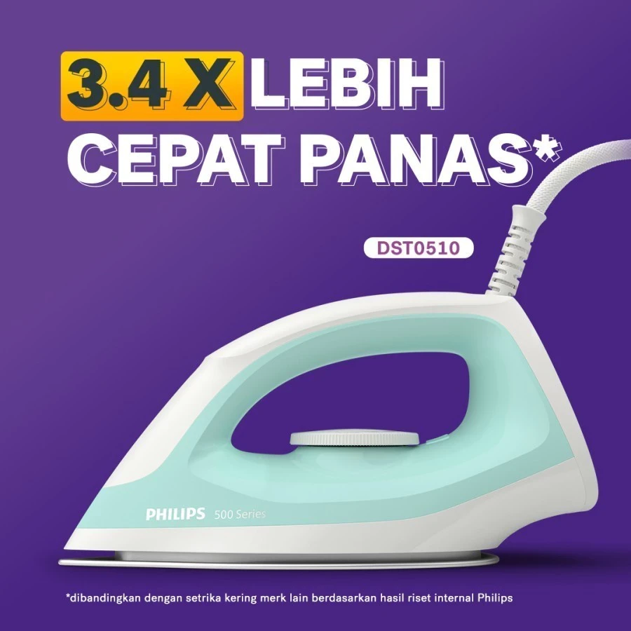 SETRIKA PHILIPS Dry Iron Anti Lengket - DST0510/20 / DST 0510 20 / DST0510 promo murah