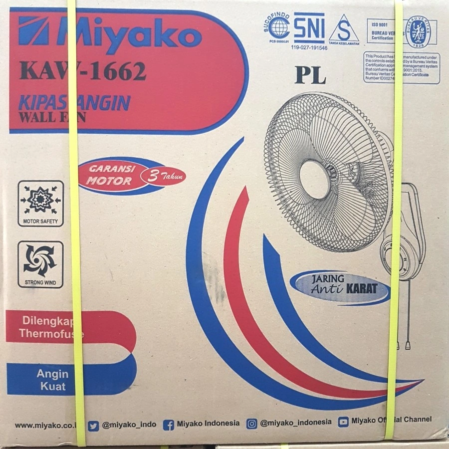 WALLFAN MIYAKO 16 INCH KAW-1662 PL KAW1662 PLASTIK DINDING