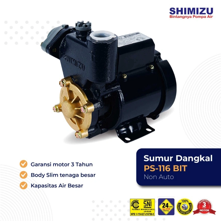 POMPA SHIMIZU PS116BIT PS 116BIT 125WATT MANUAL 116 BIT Sumur Dangkal 125 Watt