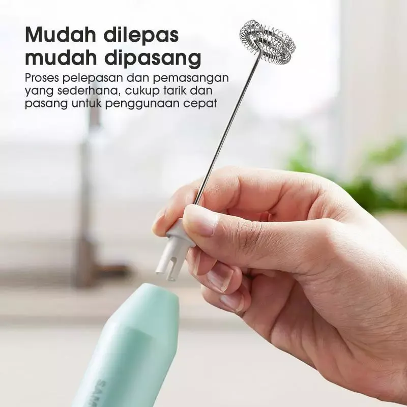 SAMONO Milk Frother Pembuat Foam Buih Busa Susu Kopi Telur 2 Tipe Pengocok 3 Mode Kecepatan Rechargeable SW-MFB40 - Hitam