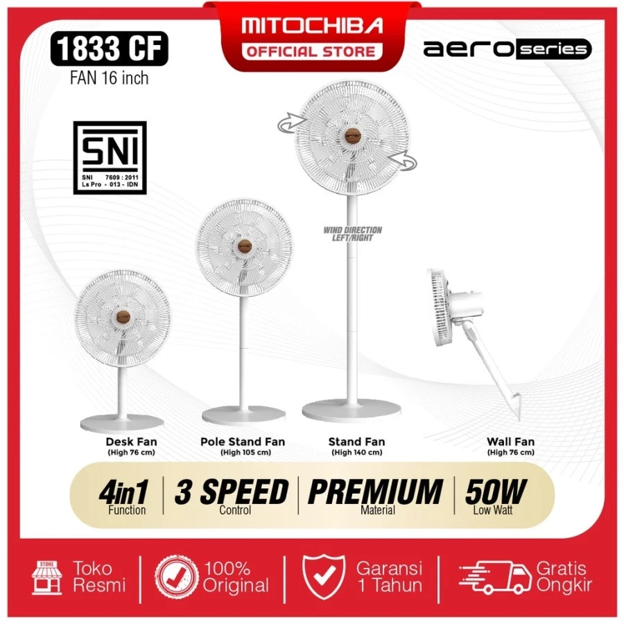 Kipas Angin Mitochiba 4in1 CF1833 CF 1833 CF-1833 Aero Fan 16 Inch 4 In 1 Mito