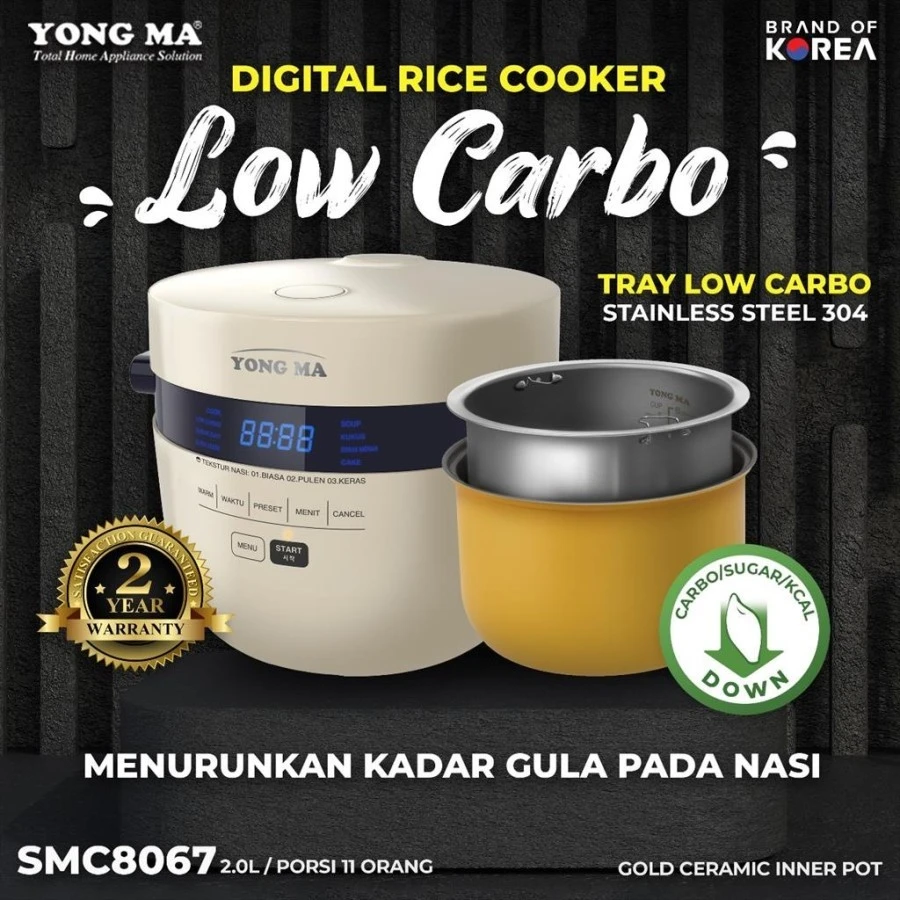 Magic Com YONG MA SMC 8067 Low Carbo / YONGMA Rice Cooker Digital 2L - No Bubble Wrap