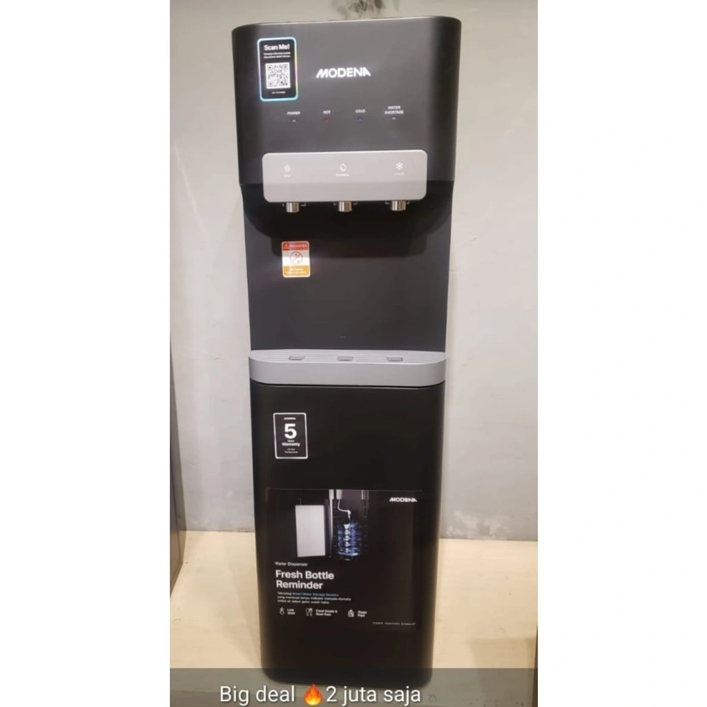 Modena DD 1314 BABK water dispenser galon bawah Kompresor hot cold norrnal DD1314BABK