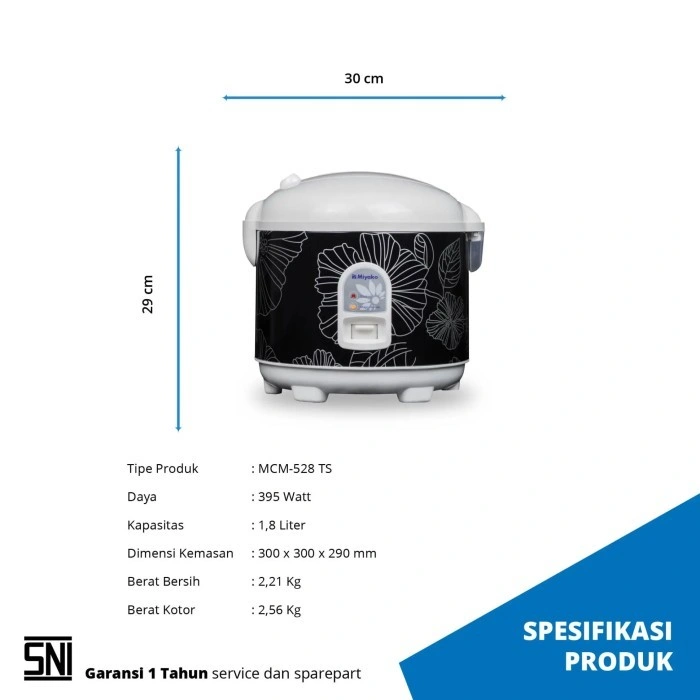 MIYAKO Rice Cooker 1.8 Liter Magic Com Warmer Plus MIYAKO MCM528 TS MCM 528TS