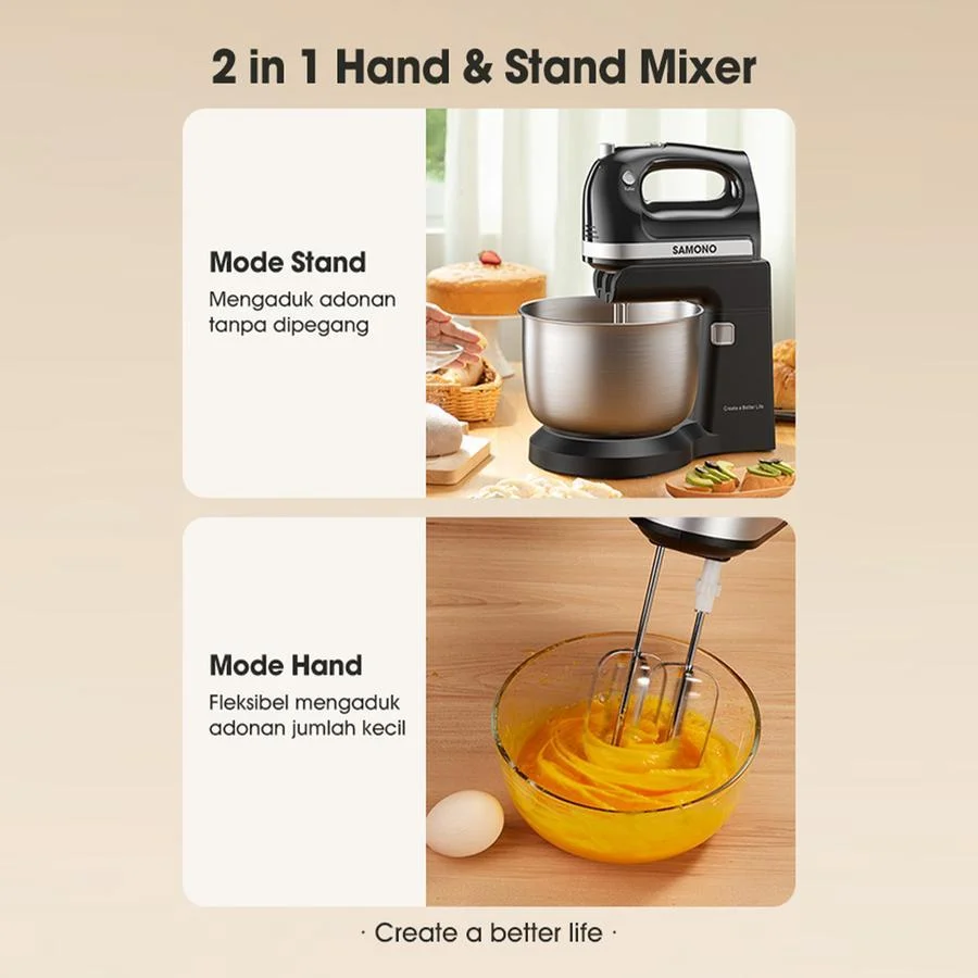 STAND MIXER samono SAMONO Mixer 4L Stainless Bowl  300W SW-HMB300 HMB300