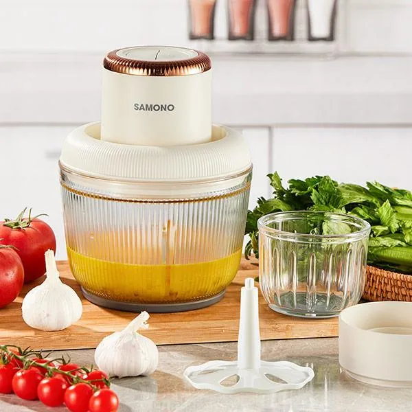Samono Chopper 2 in 1 2,2L dan 300ml Multifungsi 300 Watt Pengggiling Daging Penghalus Makanan SW-CD300 SWCD300