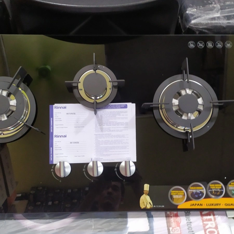 KOMPOR TANAM RINNAI 3 TUNGKU RB-713N GB RB 713N GB BLACK GLASS
