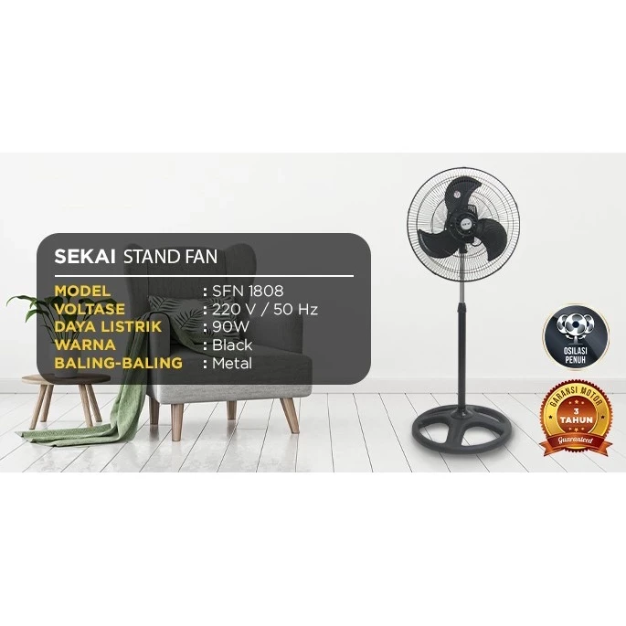 Kipas Angin Berdiri / Standfan Besi Tornado 18inch 18in Sekai SFN 1808