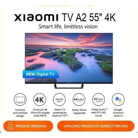XIAOMI TV LED Mi TV New 4K A2 55 Inch Smart 4K UHD QLED TV Android MITV google