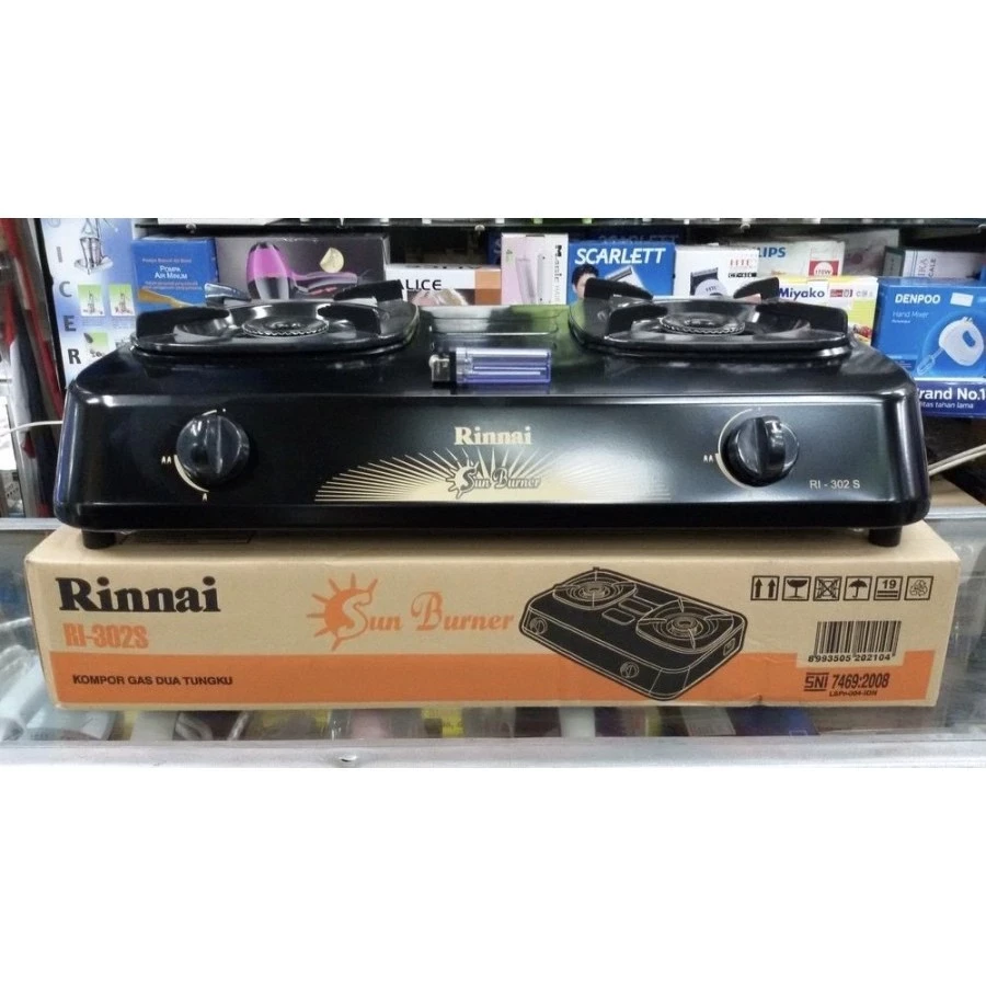 KOMPOR GAS RINNAI RI 302S RI-302 2TUNGKU Rinnai Kompor Gas 2 Tungku Ceflon Sun Burner - RI-302S / RI 302S / RI 302 S / RI302S