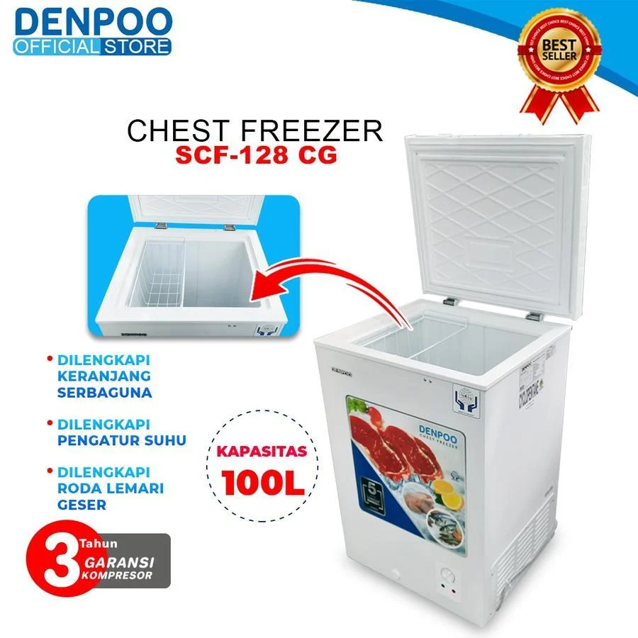 CHEST FREEZER DENPOO 100 LITER SCF-128 CG SCF128