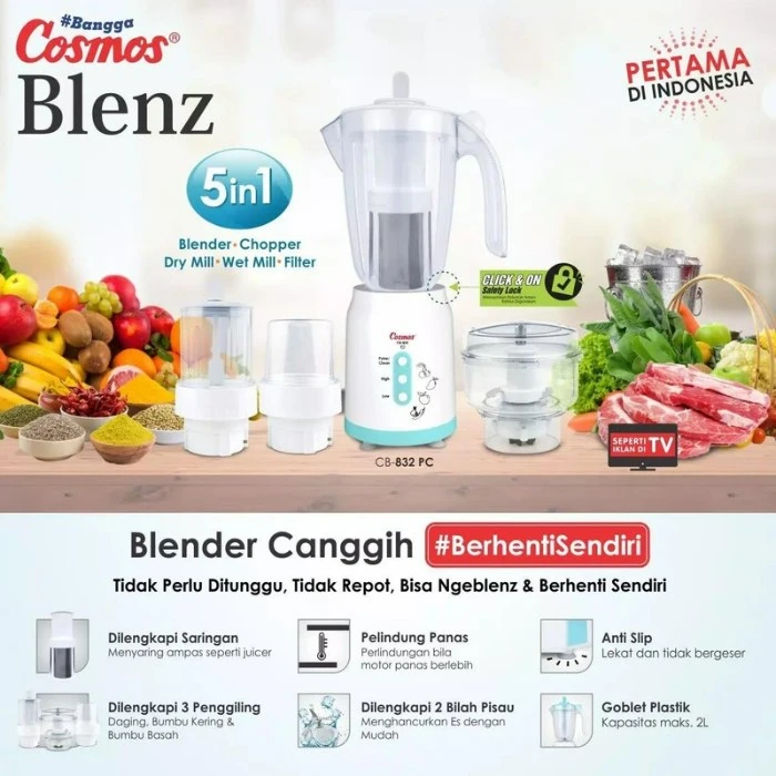 COSMOS CB 832 PC BLENDER BLENZ CHOPPER 4 in 1 CB832 CB-832