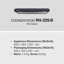Rinnai Cooker Hood Penghisap Asap Dapur Cookerhood 90 cm RH-229B / RH 229B / RH 229 B / RH229B