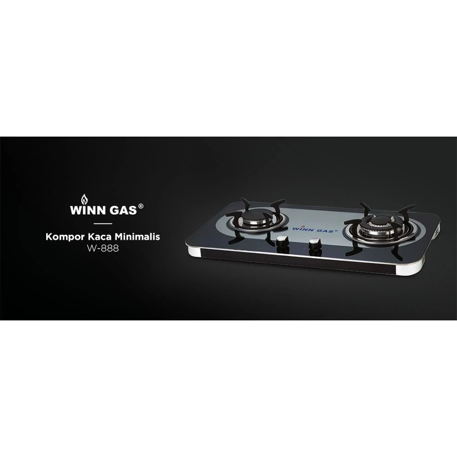 Kompor Gas Kaca Mewah Tanam Glass W888 W 888 Winn Gas 2 Tungku