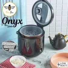New Rice Cooker 1,2 Liter Transparan Onyx Black Honeybee