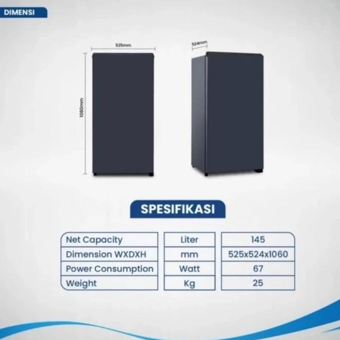KULKAS 1PINTU AQR-D205MDS/MLS  AQRD-205 MDS / MLB AQUA JAPAN